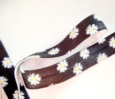 1m x 15mm Falzgummi Einfassband elastisch Satinglanz Schwarz Margareten Weiß Print