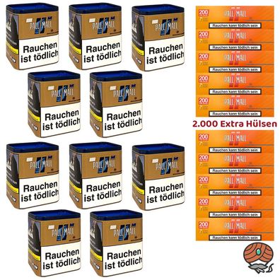 Pall Mall Authentic Blue/Blau Tabak Dose 10x 71g, Allround Xtra Hülsen