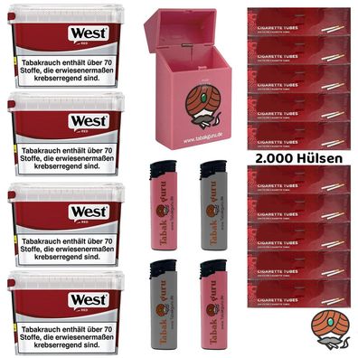West Volumentabak Mega Box 4x 115g, 2000 Hülsen, Zubehör