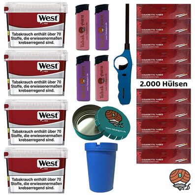 West Red/Rot Volumentabak Mega Box 4x 115g, 2000 Hülsen, Zubehör