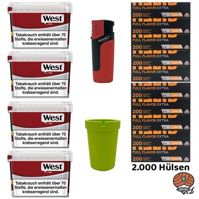 West Red Mega Box Volumentabak 4x 115g, Gizeh Full Flavor Extra Hülsen, Zubehör