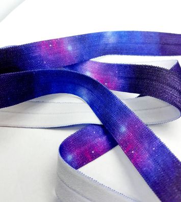 1m x 15mm Falzgummi Einfassband elastisch Satinglanz Galaxy Violett Print