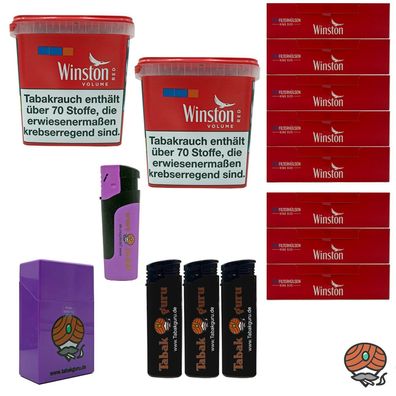 Winston Red/Rot Volumentabak Giant Box 2x 180g, 1600 Winston Hülsen, Zubehör