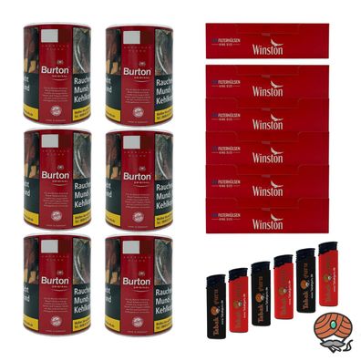 Burton Original Feinschnitt Tabak Dose 6x 120g, 1200 Winston Hülsen, Zubehör