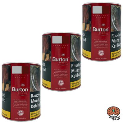 Burton Original Feinschnitt Tabak / Stopf- Drehtabak Dose 3x 120g
