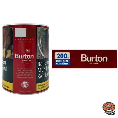 Burton Original Feinschnitt Tabak 120g Dose, 200 Burton Hülsen