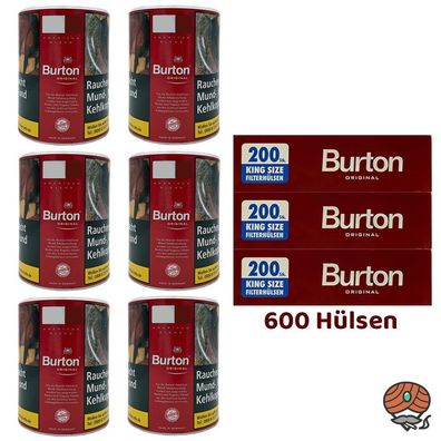 Burton Original Feinschnitt Tabak Dose 6x 120g, 600 Hülsen