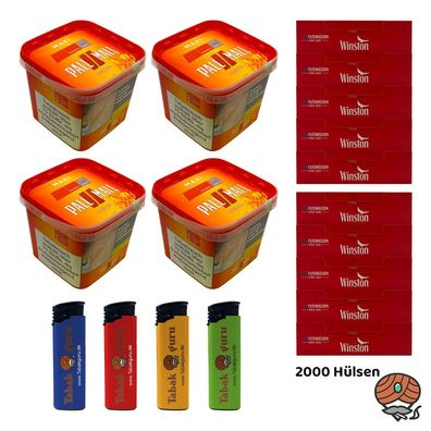 Pall Mall Tabak/Volumentabak Maxi Box 4x 263g, Winston Hülsen, Feuerzeuge