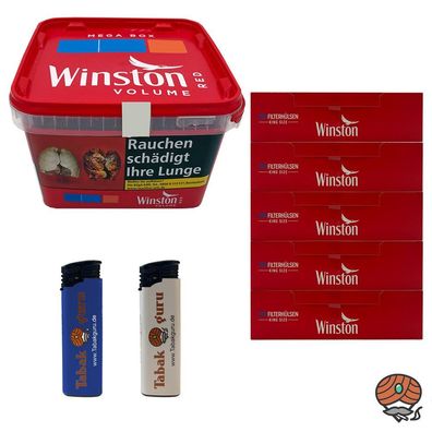 Winston Red/Rot Volumentabak Mega Box 125g, Winston Hülsen, Feuerzeuge