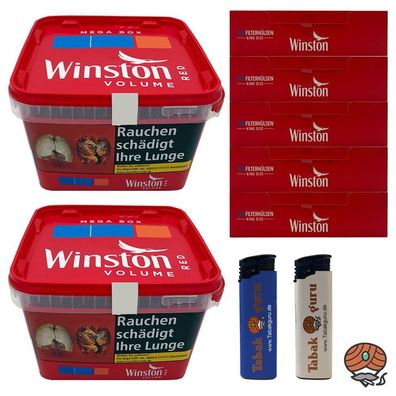 Winston Red/Rot Volumentabak Mega Box 2x 125g, 1000 Winston Hülsen
