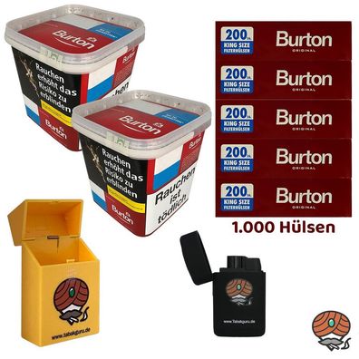 Burton Red Volumentabak MEGA Box 2x 270g, Hülsen, Sturmfeuerzeug, Box