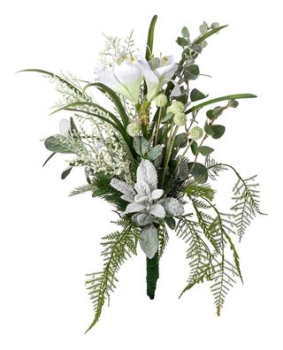 Fink ELEA, Kunstblumenstrauß, Kunstfasern, lila, grün, weiß, H. 65 cm, D. 40 cm
