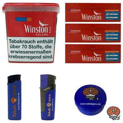 Winston Red/Rot Volumentabak Giant Box 180g, 750 Winston Extra Hülsen
