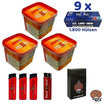 Pall Mall Allround Volumentabak Maxi Box 3x 310g, Blue Xtra Hülsen, Zubehör