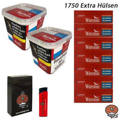 Burton Red Volumentabak/Zigarettentabak MEGA Box 2x 270g, Winston Extra Hül