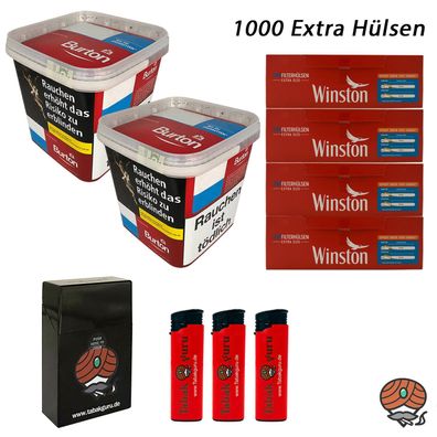 Burton Red Volumentabak/Tabak MEGA Box 2x 270g, Winston Extra Hülsen