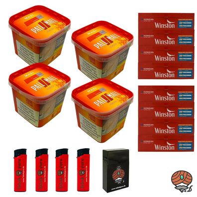 Pall Mall Tabak/Volumentabak Maxi Box 4x 263g, Winston Extra Hülsen, Feuerz