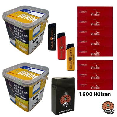 Denim Volumentabak Mega Box/Eimer 2x 210g + 1600 Winston Hülsen + Zubehör