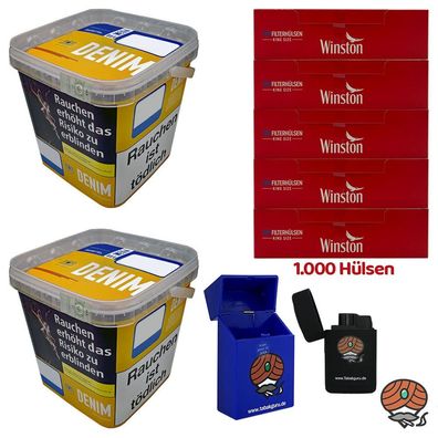 Denim Volumentabak Mega Box/Eimer 2x 220g + 1000 Winston Hülsen + Zubehör