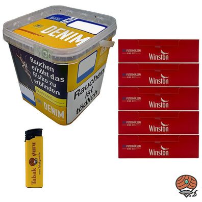 Denim Volumentabak Mega Box/Eimer 210g + 1000 Winston Hülsen + Feuerzeug