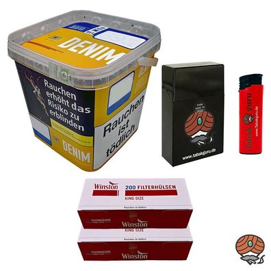 Denim Volumentabak Mega Box/Eimer 210g + 400 Winston Hülsen + Zubehör