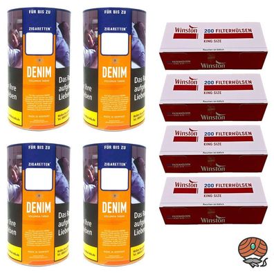 Denim Volumentabak/Stopftabak Dose 4x 90g + 800 Winston Hülsen