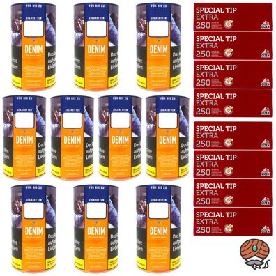 Denim Volumentabak/Stopftabak Dose 10x 90g, Gizeh Special Tip Extra Hülsen