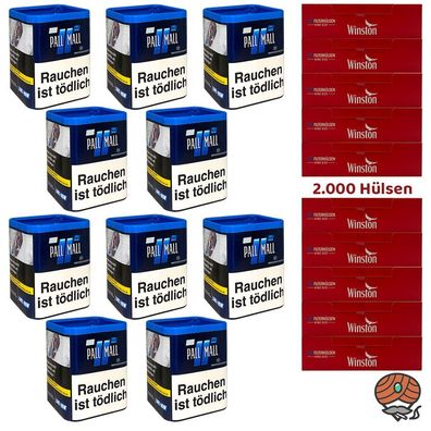 Pall Mall Blue/ Blau L Dose 10x 43g + 2000 Winston Hülsen