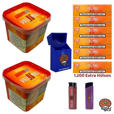Pall Mall Allround Volumentabak Maxi Box 2x 310g + 1200 Xtra Hülsen + Zubehör