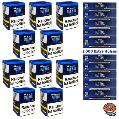 Pall Mall Blue Tabak L Dose 10x 43g, 2000 Pall Mall Blau Xtra Hülsen