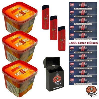 Pall Mall Allround Volumentabak Maxi Box 3x 263g, ed Xtra Hülsen, Zubehör