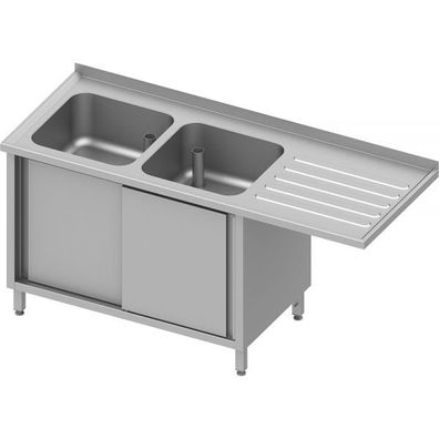 Stalgast Spülschrank mit Schiebetüren und Überstand 1800x700x900 mm, mit zwei