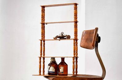 Wandregal Wandboard gedrechselt Holz Antik Hängeregal Alt Shabby Vintage Mid Century