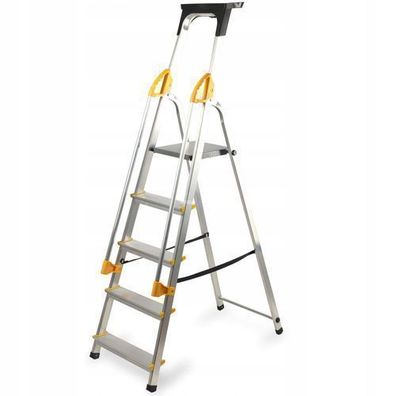 KADAX Aluleiter, Stehleiter mit Handlauf, Trittleiter belastbar bis 150kg