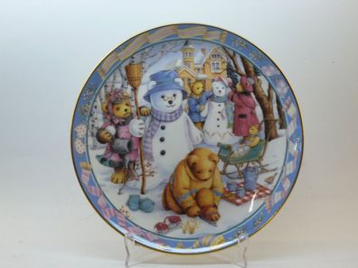 Franklin Mint Porzellan Sammelteller "Teddy Bear Winter Wonderland" Bär Royal Doulton