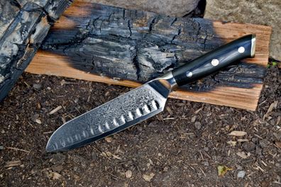 Santokumesser aus Damaststahl | Küchenmesser | Damastmesser | G10-Messergriff