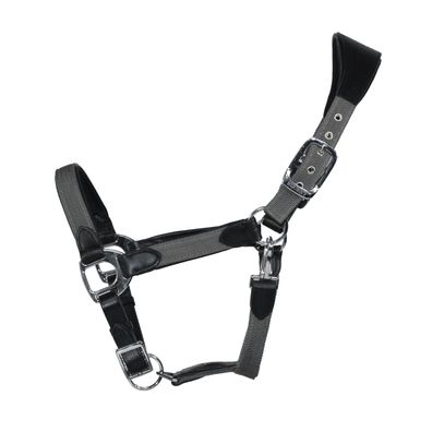 EQuest Halfter Unique für Pferde - Chrom Finish, Schwarz/Anthrazit - L Warmblut