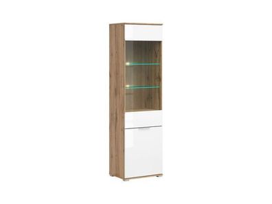 BLACK RED WHITE Vitrinenschrank Zele | Standvitrine | 41 x 56 x 195 cm, Weiss
