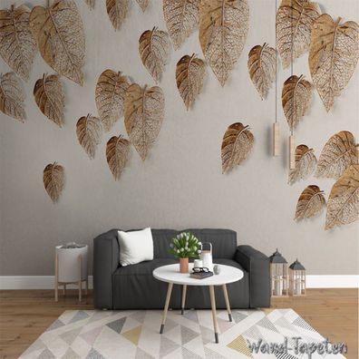 Vlies Fototapete Wandtapete Wandbilder 3D Goldenes Blatt Elegante 2670
