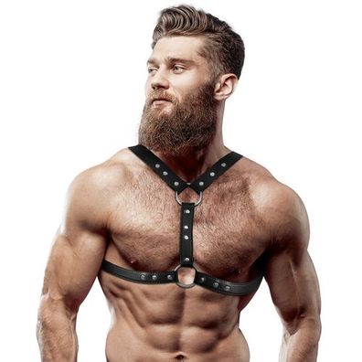 FETISH Submissive – Brustgurt mit Doppelverschluss und Stiefelriemen
