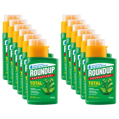 12 x ROUNDUP® Unkrautfrei Total Konzentrat, 270 ml