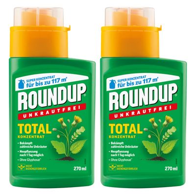 2 x ROUNDUP® Unkrautfrei Total Konzentrat, 270 ml