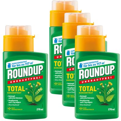 4 x ROUNDUP® Unkrautfrei Total Konzentrat, 270 ml