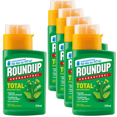 5 x ROUNDUP® Unkrautfrei Total Konzentrat, 270 ml