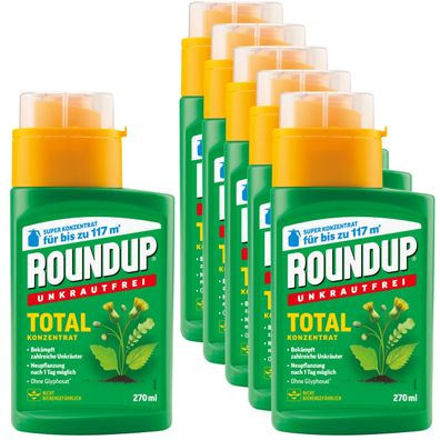 6 x ROUNDUP® Unkrautfrei Total Konzentrat, 270 ml