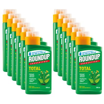 12 x ROUNDUP® Unkrautfrei Total Konzentrat, 500 ml