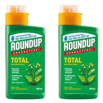 2 x ROUNDUP® Unkrautfrei Total Konzentrat, 500 ml