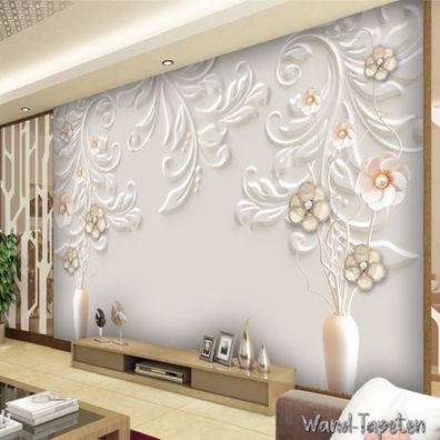 Vlies Fototapete Wandtapete Wandbilder 3D Schmuck Diamant Perle Blume 2699