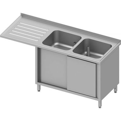 Stalgast Spülschrank mit Schiebetüren und Überstand 1800x600x900 mm, mit zwei