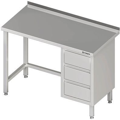 Gastronomie Stalgast Arbeitstisch ohne Grundboden, 2200x700x850 mm, mit 3er Schubl